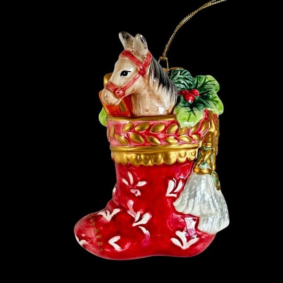 Fitz & Floyd Stocking Ornament Horse 4.5" Gregorian Collection 2002 - Picture 1 of 8